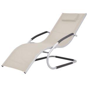 vidaXL Chaise longue avec oreiller Aluminium et textil&egrave;ne Cr&egrave;me