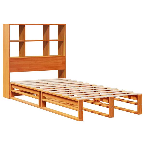 vidaXL Lit biblioth&egrave;que sans matelas cire marron 90x190 cm bois massif