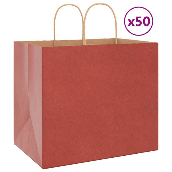 vidaXL Sacs en papier 50 pcs avec poignées rouge 32x22x28 cm
