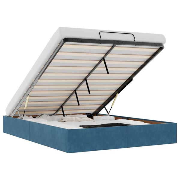 vidaXL Cadre de lit ottoman sans matelas bleu foncé 140x190 cm velours