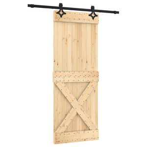 vidaXL Porte coulissante Naturel et noir 80 x 210 cm