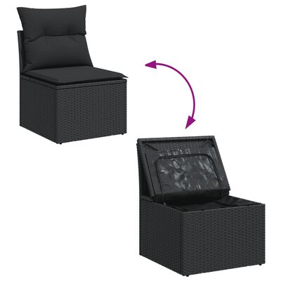 vidaXL Salon de jardin 11 pcs avec coussins noir résine tressée