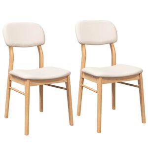 vidaXL Chaises &agrave; manger coussins 2 pcs naturel bois massif caoutchouc