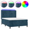 vidaXL Sommier &agrave; lattes de lit matelas et LED Bleu fonc&eacute; 140x200 cm