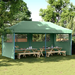vidaXL Tente de r&eacute;ception pliable escamotable 3 parois lat&eacute;rales vert