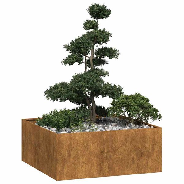 vidaXL Jardinière rouillé 100x100x40 cm acier inoxydable