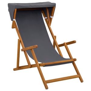 vidaXL Chaise Longue 3 Position Bois d'eucalyptus massif Gris