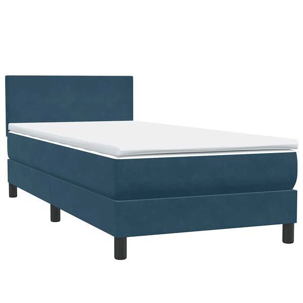vidaXL Sommier &agrave; lattes de lit et matelas bleu fonc&eacute; 90x210 cm velours