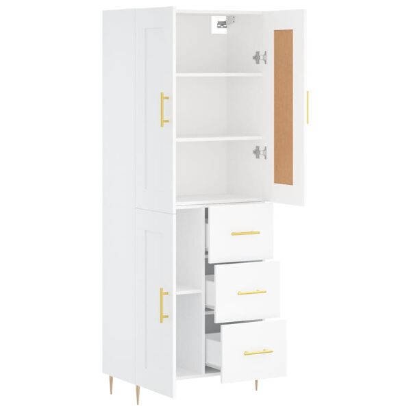 vidaXL Buffet haut Blanc 69,5x34x180 cm Bois d'ing&eacute;nierie