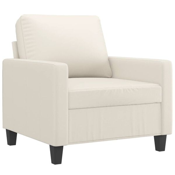 vidaXL Fauteuil avec repose-pied Crème 60 cm Similicuir