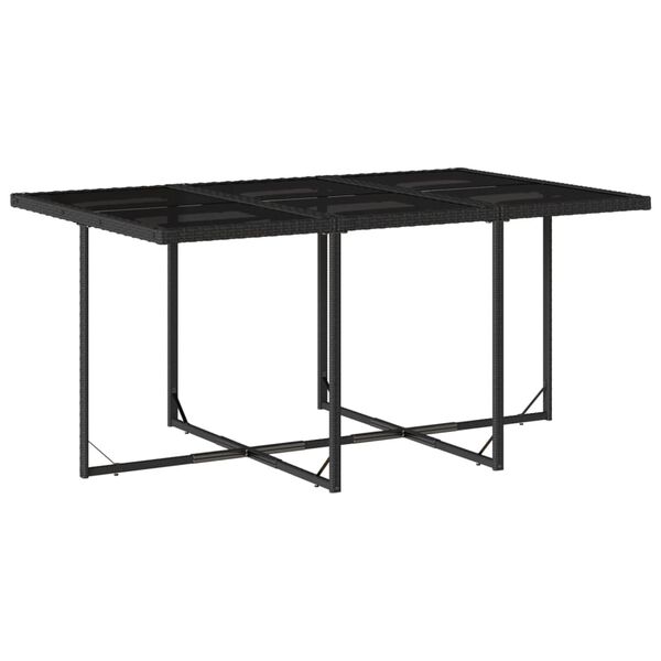 vidaXL Ensemble &agrave; manger de jardin coussins 7pcs Noir R&eacute;sine tress&eacute;e