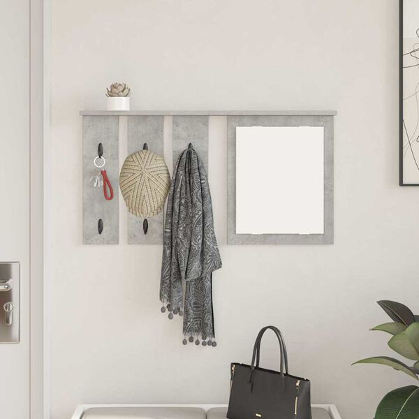 vidaXL Porte-manteau mural avec &eacute;tag&egrave;re Gris b&eacute;ton 85 x 10 x 45 cm