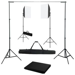 vidaXL Kit de studio photo avec bo&icirc;tes &agrave; lumi&egrave;re et toile de fond