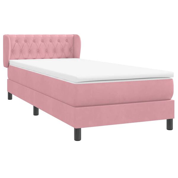 vidaXL Sommier &agrave; lattes de lit avec matelas rose 100x210 cm velours
