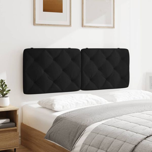 vidaXL Coussin de t&ecirc;te de lit noir 120 cm velours