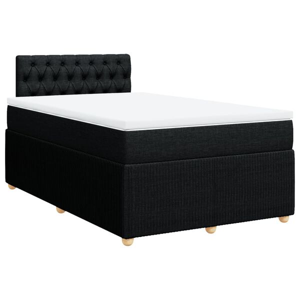 vidaXL Sommier &agrave; lattes de lit avec matelas noir 120x190 cm tissu