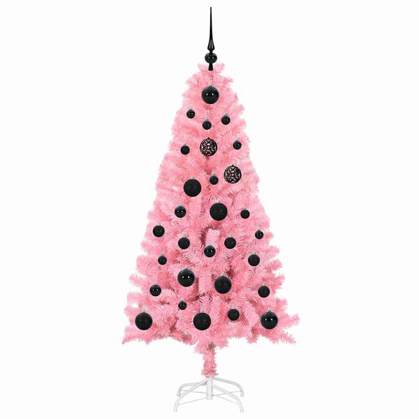 vidaXL Sapin de No&euml;l avec 150 LED avec support Rose 150 cm PVC