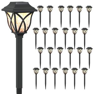 vidaXL Lampes solaires ext&eacute;rieures avec pique de sol 24 pc Blanc chaud