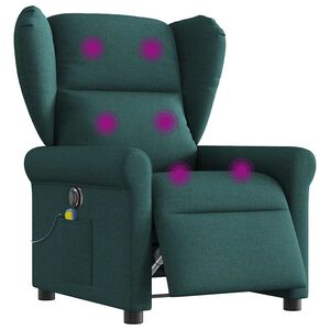 vidaXL Fauteuil de massage inclinable &eacute;lectrique Vert fonc&eacute; Tissu