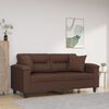 vidaXL Canap&eacute; 2 places oreillers et coussins Marron 140 cm Similicuir