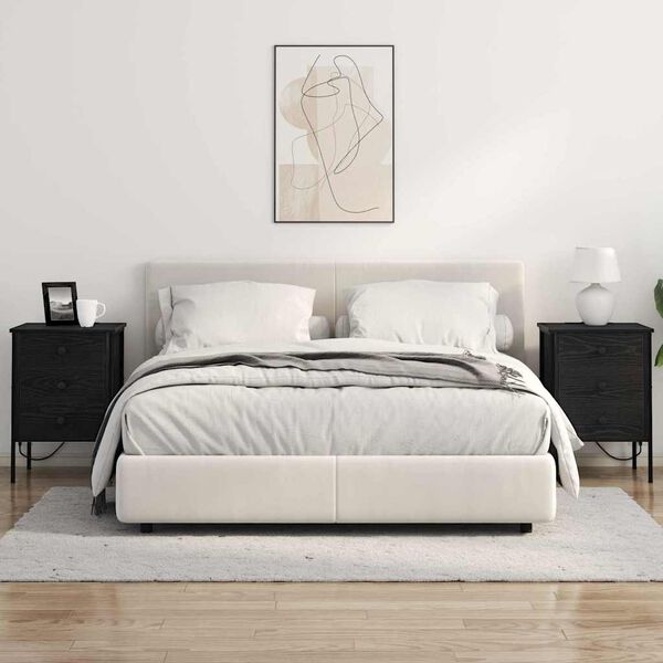 vidaXL Cabinet de chevet avec tiroir 2 pcs Ch&ecirc;ne noir 42 x 41 x 61 cm