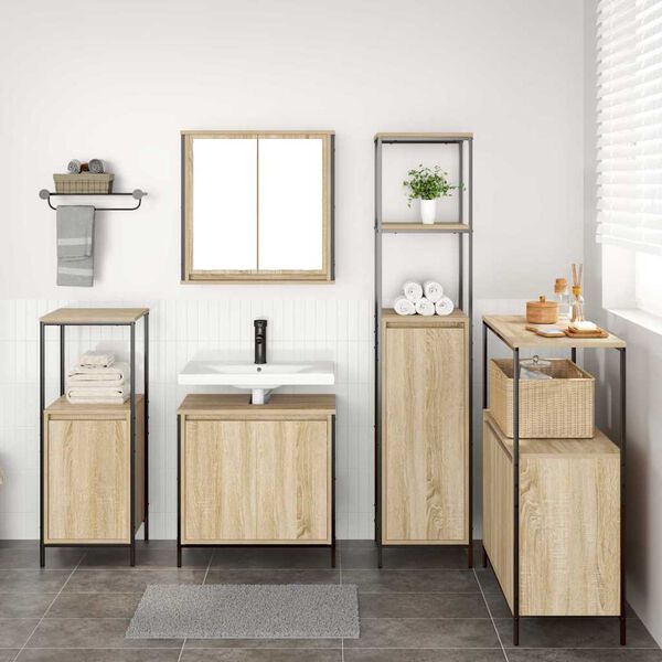 vidaXL Ensemble de mobilier de salle de bain 5 pcs Bois d'ing&eacute;nierie