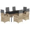 vidaXL Ensemble &agrave; manger de jardin coussins 7 pcs m&eacute;lange beige rotin