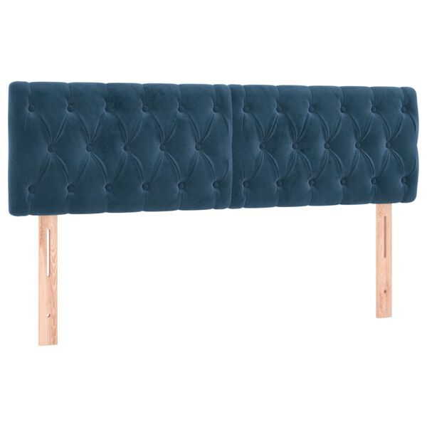 vidaXL T&ecirc;tes de lit 2 pcs Bleu fonc&eacute; 80x7x78/88 cm Velours
