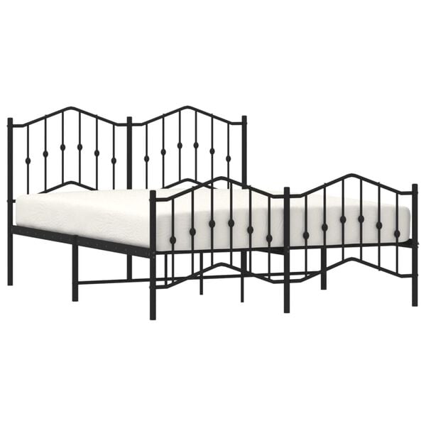 vidaXL Cadre de lit m&eacute;tal sans matelas avec pied de lit noir 140x200cm