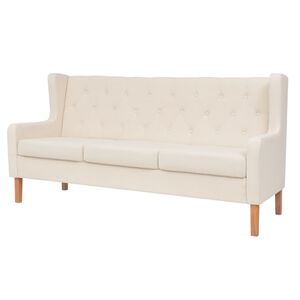 vidaXL Canap&eacute; &agrave; 3 places Tissu Blanc cr&egrave;me