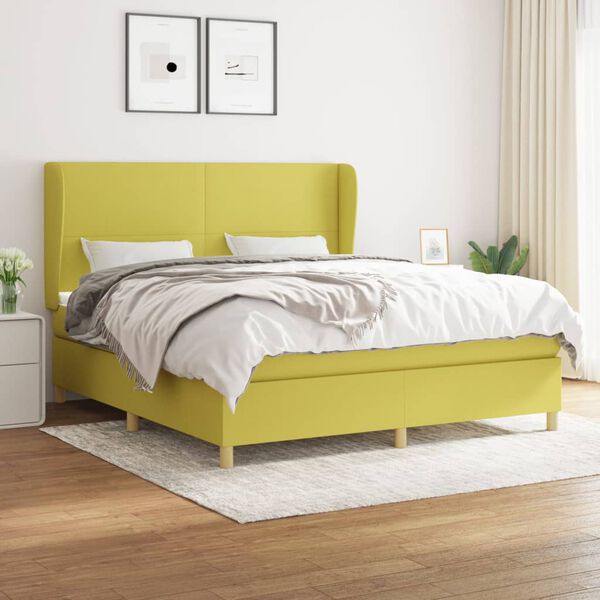 vidaXL Sommier &agrave; lattes de lit avec matelas Vert 180x200 cm Tissu