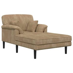 vidaXL M&eacute;ridienne Taupe Tissu en velours c&ocirc;tel&eacute;