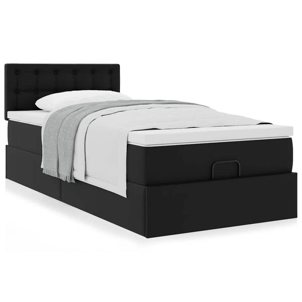 VidaXL Lit ottoman avec matelas noir 90x200 cm similicuir
