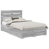 vidaXL Cadre de lit Gris Sonoma 135 x 190 cm Bois d'ing&eacute;nierie