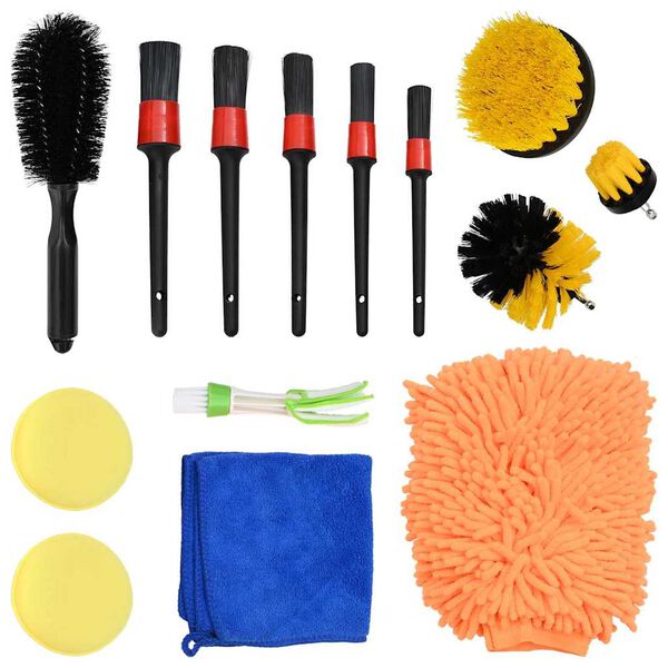 vidaXL Set de brosses pour voiture Multicolore polyrotin
