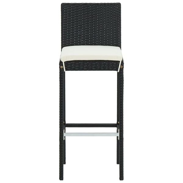 vidaXL Tabourets de bar jardin coussins lot de 2 noir r&eacute;sine tress&eacute;e