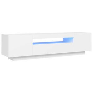 vidaXL Meuble TV avec lumi&egrave;res LED blanc 160x35x40 cm