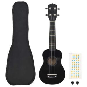 vidaXL Jeu de ukul&eacute;l&eacute; soprano avec sac pour enfants Noir 21"
