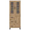 vidaXL Haut Armoire 2 pcs Ch&ecirc;ne artisanal Bois Agglom&eacute;r&eacute; et Verre
