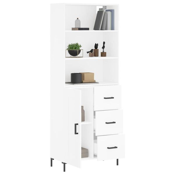 vidaXL Buffet haut Blanc 69,5x34x180 cm Bois d'ing&eacute;nierie