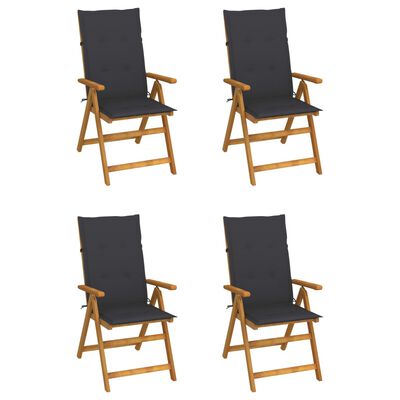 vidaXL Chaises inclinables de jardin lot de 4 et coussins Bois acacia