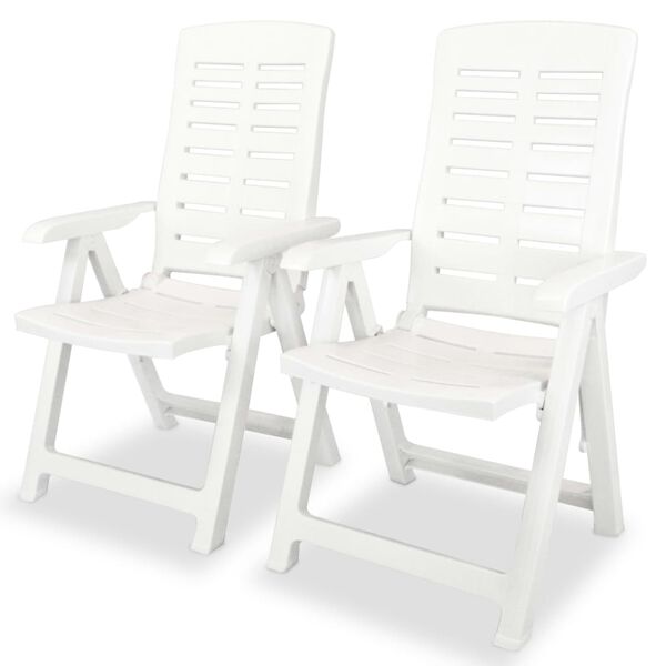 vidaXL lot de 2 Chaises inclinables de jardin Plastique Blanc