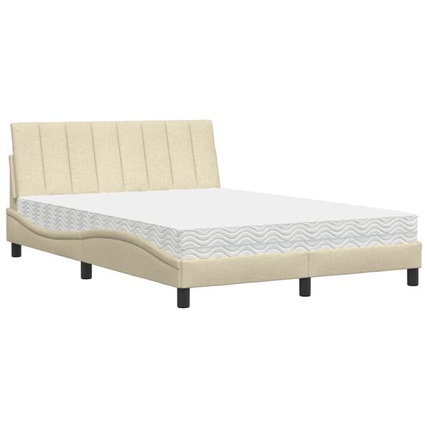 vidaXL Lit avec matelas Hanko cr&egrave;me 140x190 cm tissu