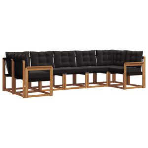 vidaXL Ensemble de canap&eacute;s d'ext&eacute;rieur 7 pcs Naturel et Noir