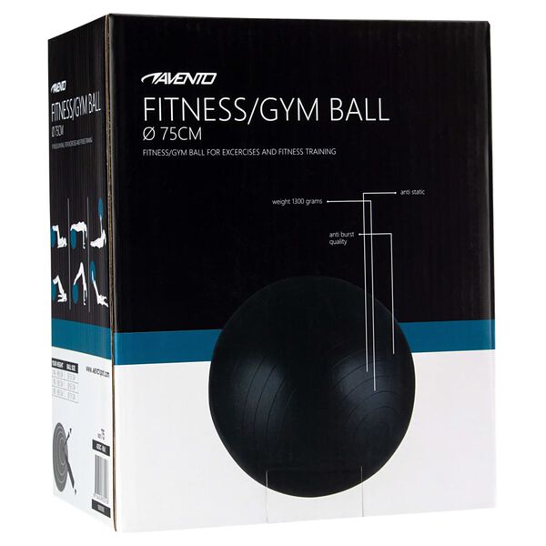 Avento Ballon de fitness/d'exercice Diam&egrave;tre 75 cm Noir