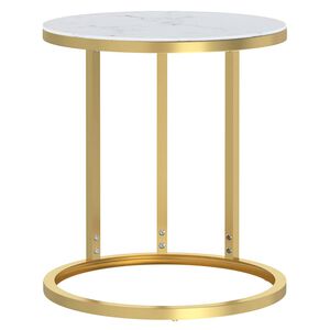 vidaXL Table d'appoint Dor&eacute; et marbre blanc 45 cm Verre tremp&eacute;
