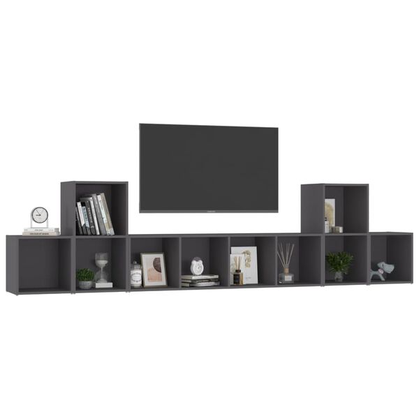 vidaXL Ensemble de meubles TV 5 pcs Gris Bois d'ing&eacute;nierie