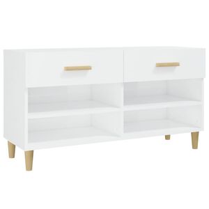 vidaXL Armoire &agrave; chaussure Blanc brillant 102x35x55 cm Bois ing&eacute;nierie