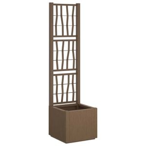 vidaXL Bac &agrave; fleurs avec Treillis Marron 36 x 36 x 140 cm PP