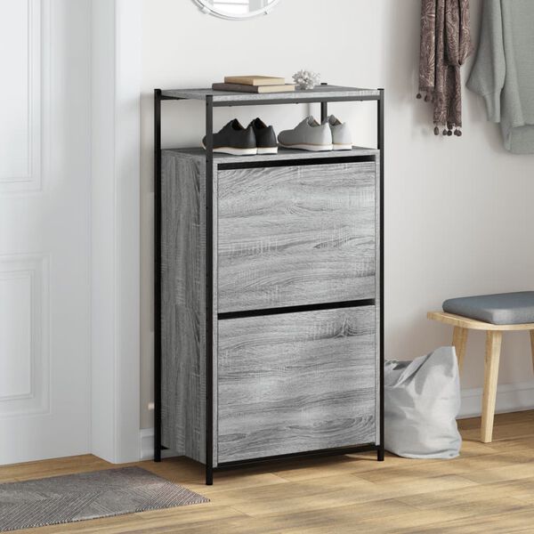 vidaXL Armoire &agrave; chaussures Sonoma gris 60x34x112 cm Bois d'ing&eacute;nierie